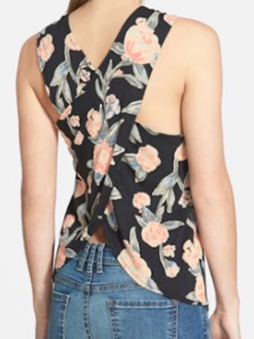 Lucky Brand Women’s Floral Lotus Print Crossback Detail NEW Tags Size XS